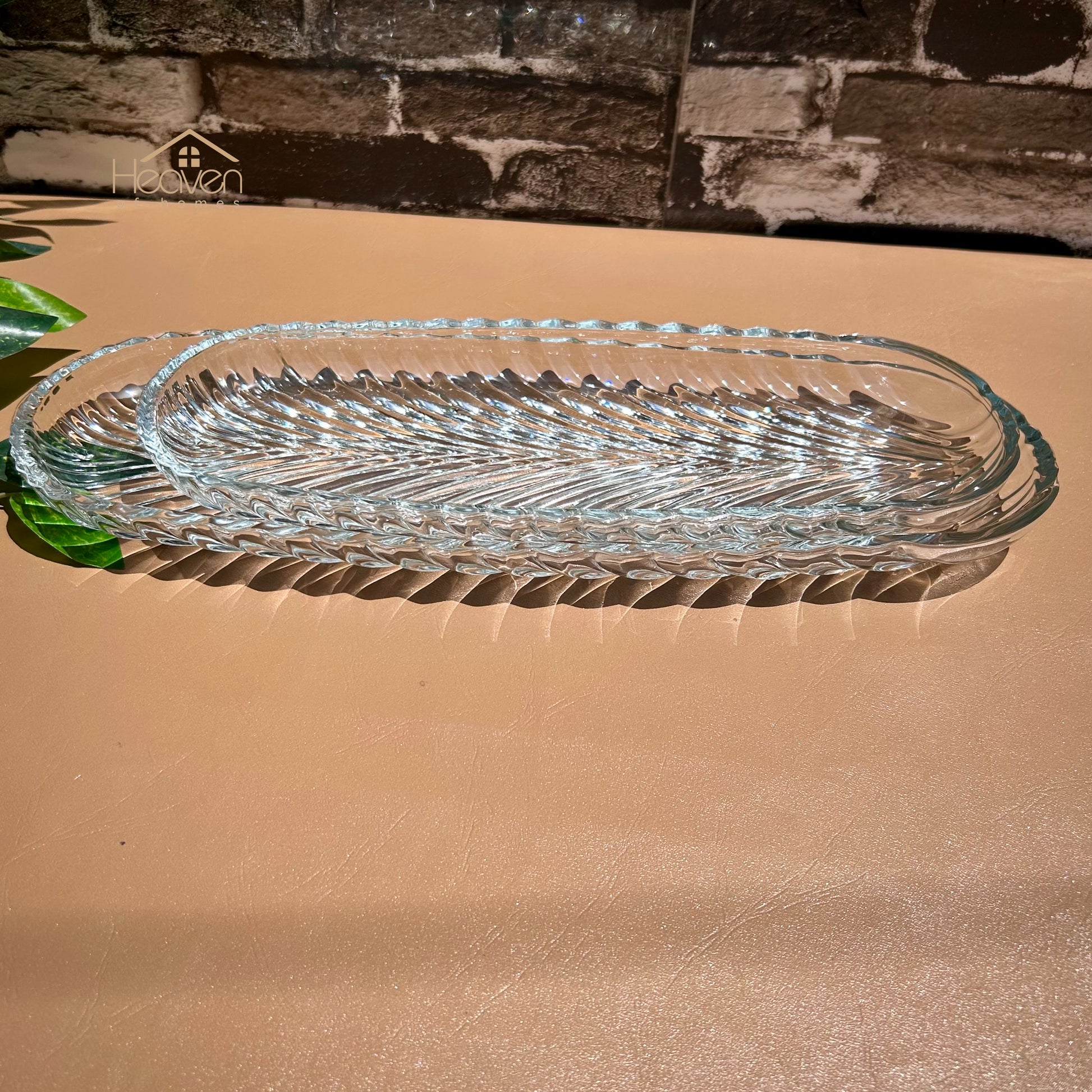 Heaven® Set of 2 Kabab Dish Clear Glass Serving Tray Barbeque Dish BBQ Platter - Heaven of homes - Sale Pakistan