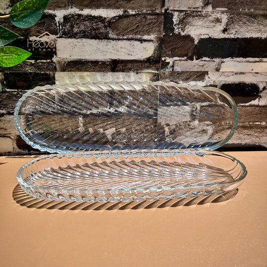 Heaven® Kabab Dish Transparent Clear Glass Serving Tray Barbeque Dish BBQ Platter - Heaven of homes - Sale Pakistan