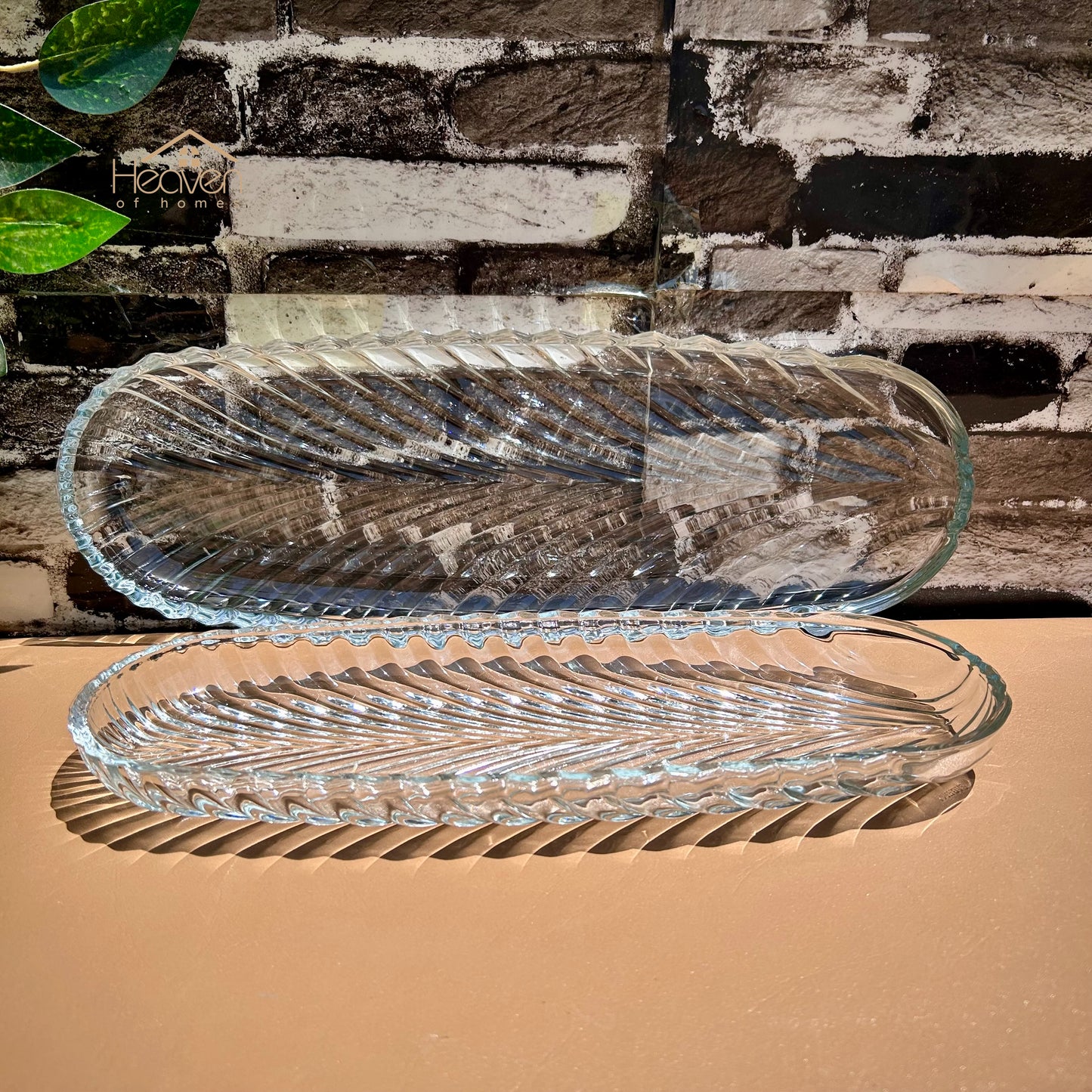 Heaven® Long Dish Clear Glass Serving Tray Barbeque Dish BBQ Platter