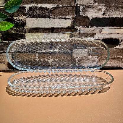 Heaven® Long Dish Clear Glass Serving Tray Barbeque Dish BBQ Platter