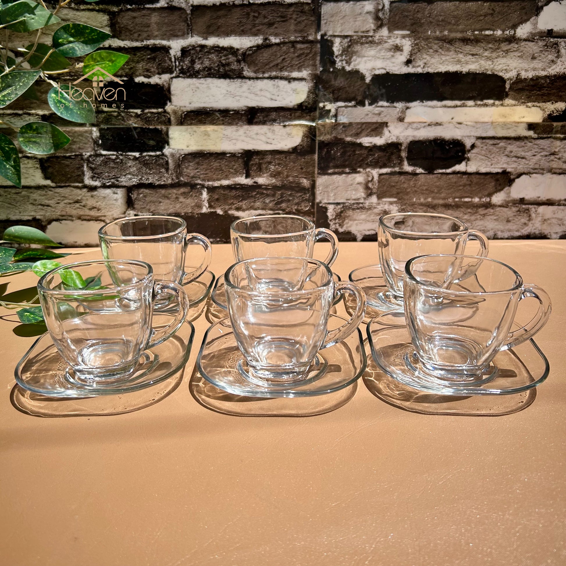 Heaven® Cup and Saucer Set Square Shape Coffee Cups and Tea Mugs Set of 6 - Heaven of homes - Sale Pakistan