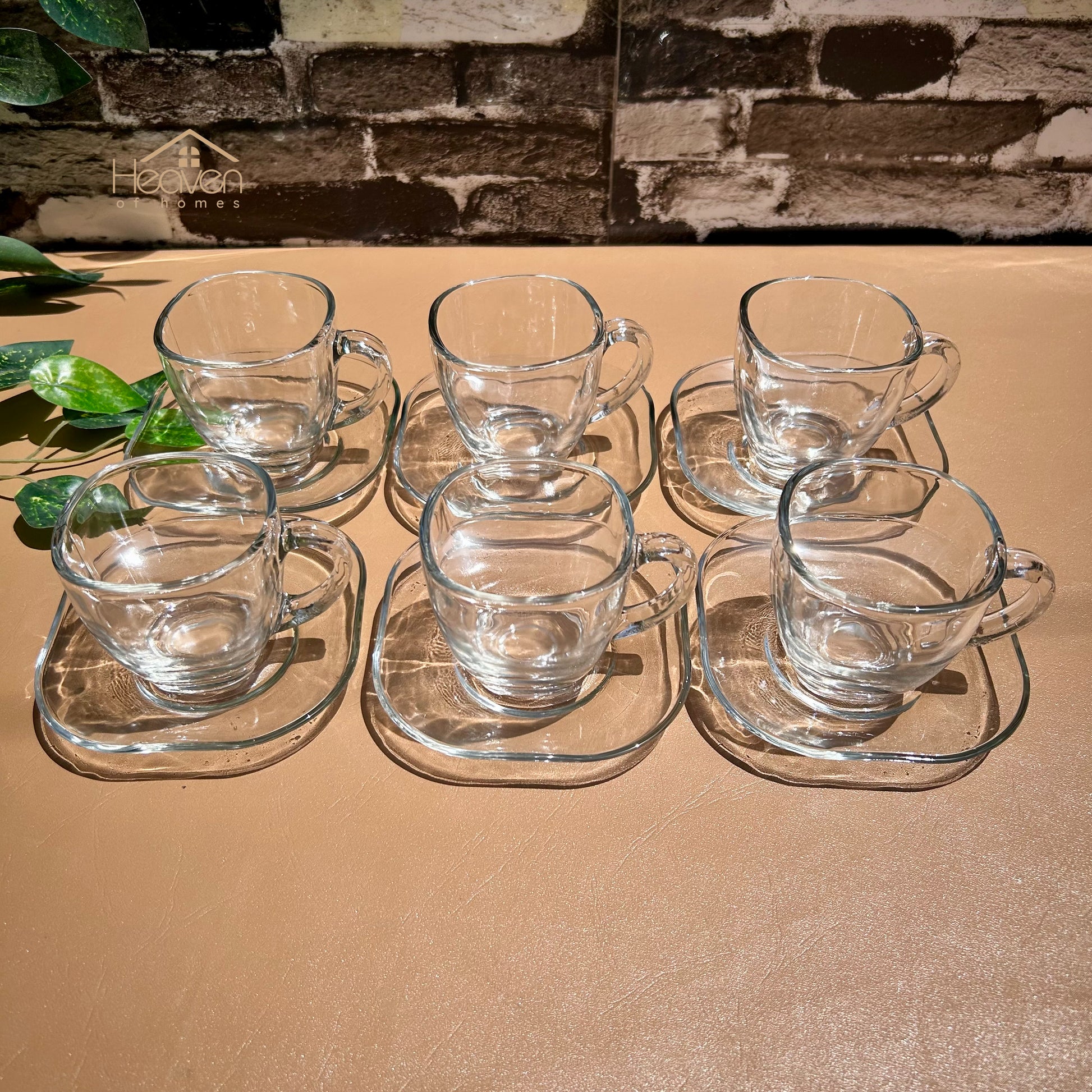 Heaven® Cup and Saucer Set Square Shape Coffee Cups and Tea Mugs Set of 6 - Heaven of homes - Sale Pakistan