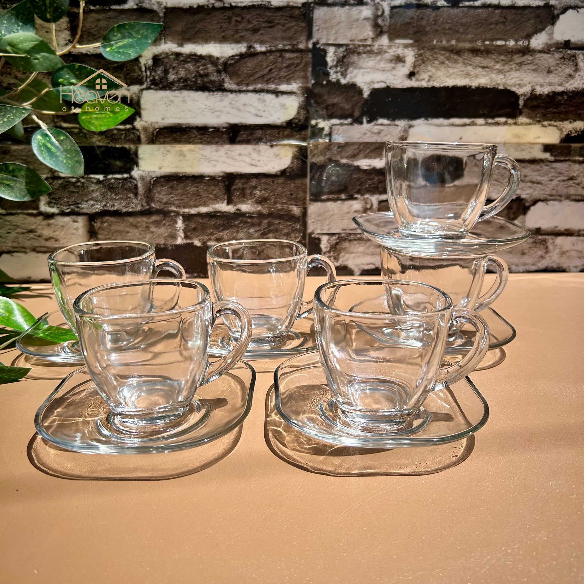 Heaven® Cup and Saucer Set Square Shape Coffee Cups and Tea Mugs Set of 6 - Heaven of homes - Sale Pakistan