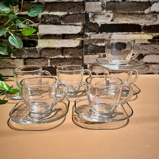 Heaven® Cup and Saucer Set Square Shape Coffee Cups and Tea Mugs Set of 6