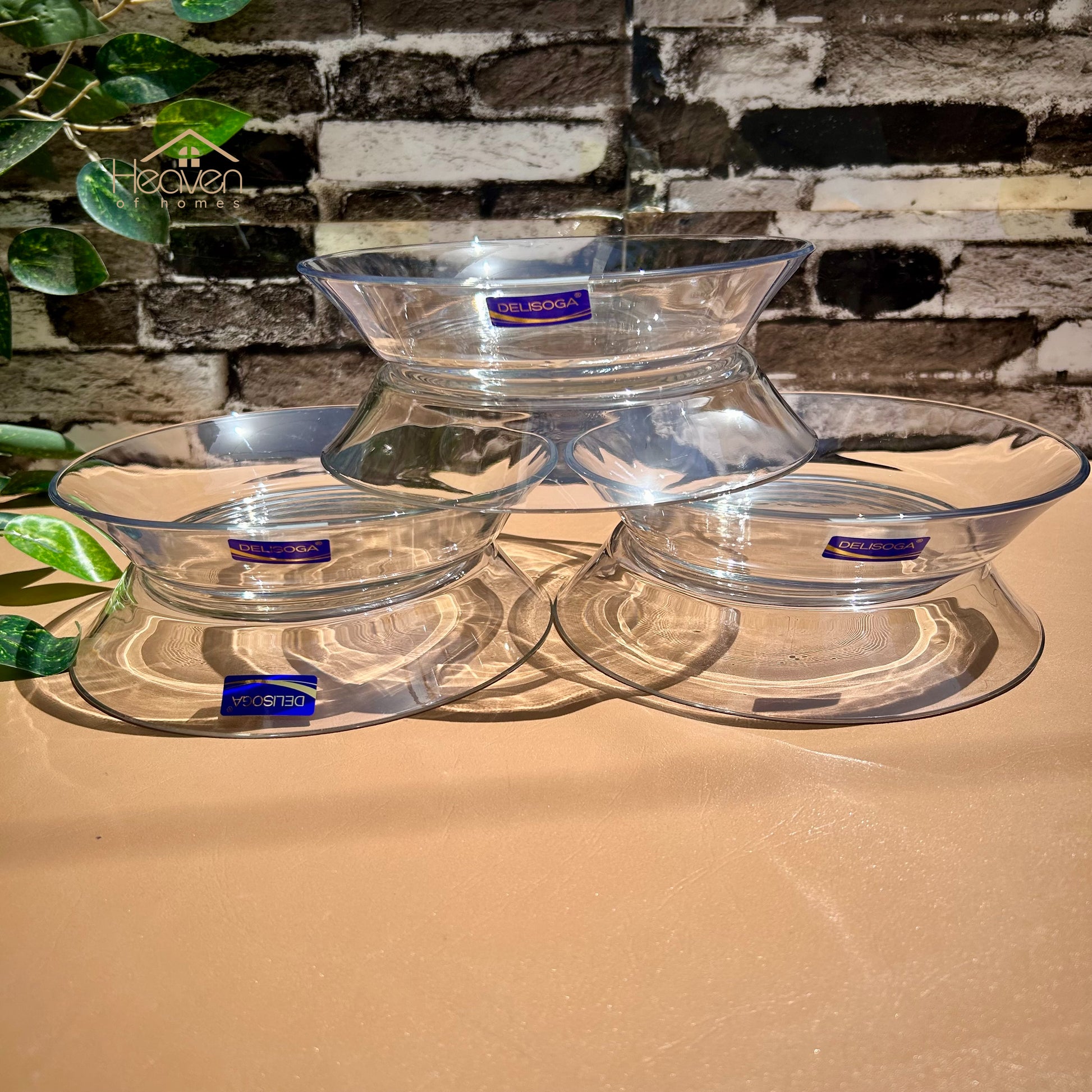 Delisoga® Set of 6 Deep Soup and Nihari Plates Clear Glass Dinner Plates 7.5 Inches - Heaven of homes - Sale Pakistan