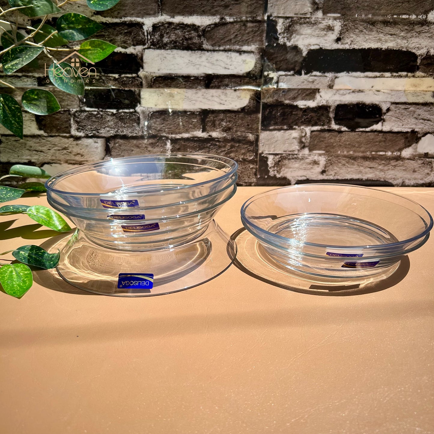 Delisoga® Set of 6 Deep Soup and Nihari Plates Clear Glass Dinner Plates 7.5 Inches - Heaven of homes - Sale Pakistan
