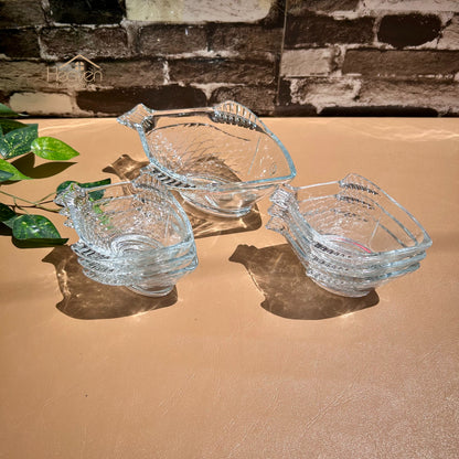 Heaven® Set of 7 Fish Shaped Fruit Bowls and 1 Large and 6 Small Fruit Bowls Clear Glass fruit Set 7-Pieces - Heaven of homes - Sale Pakistan