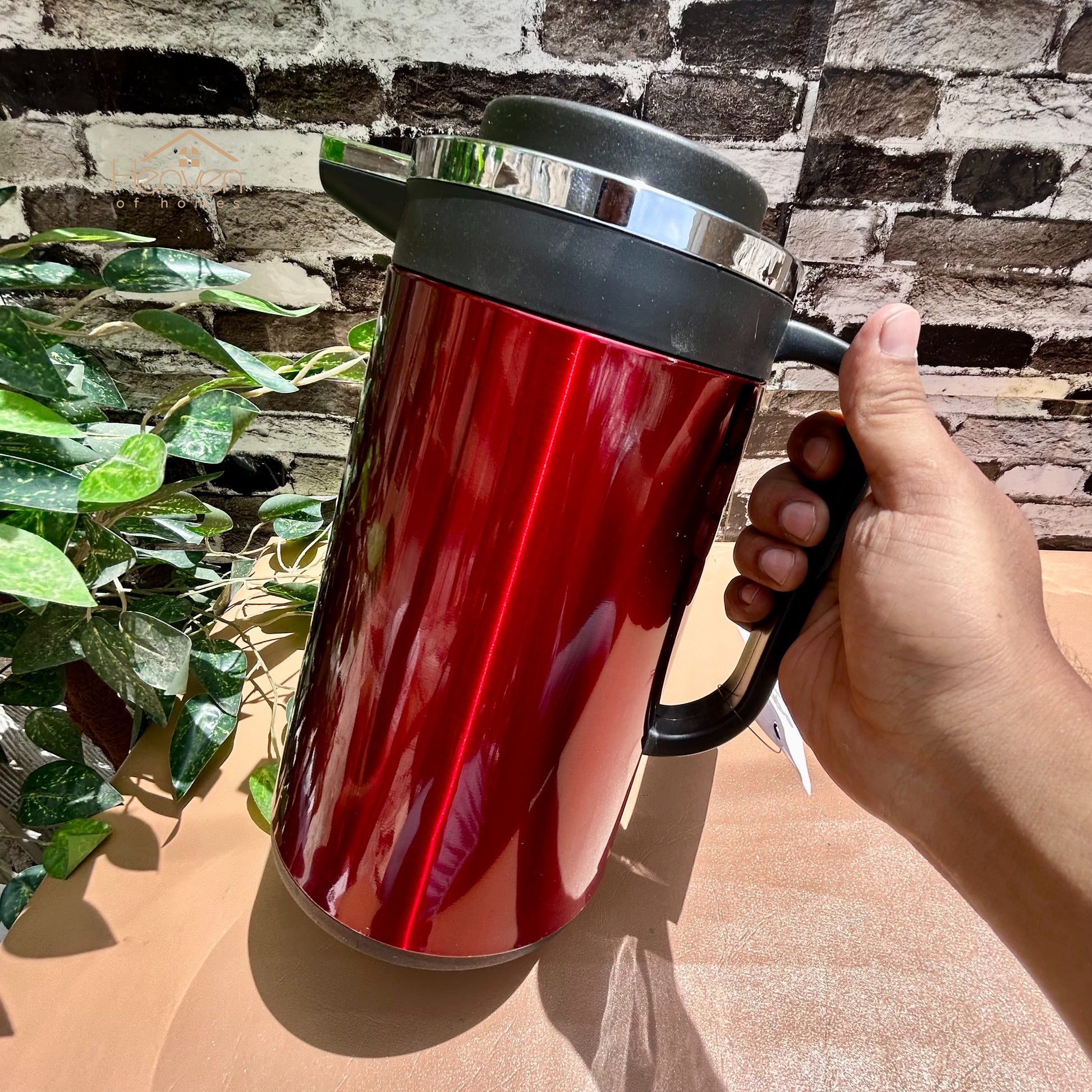 Heaven® Hot And Cool Vacuum Flask Thermos Pure Stainless Steel Body With Double Glass 1 Litre - Heaven of homes - Sale Pakistan