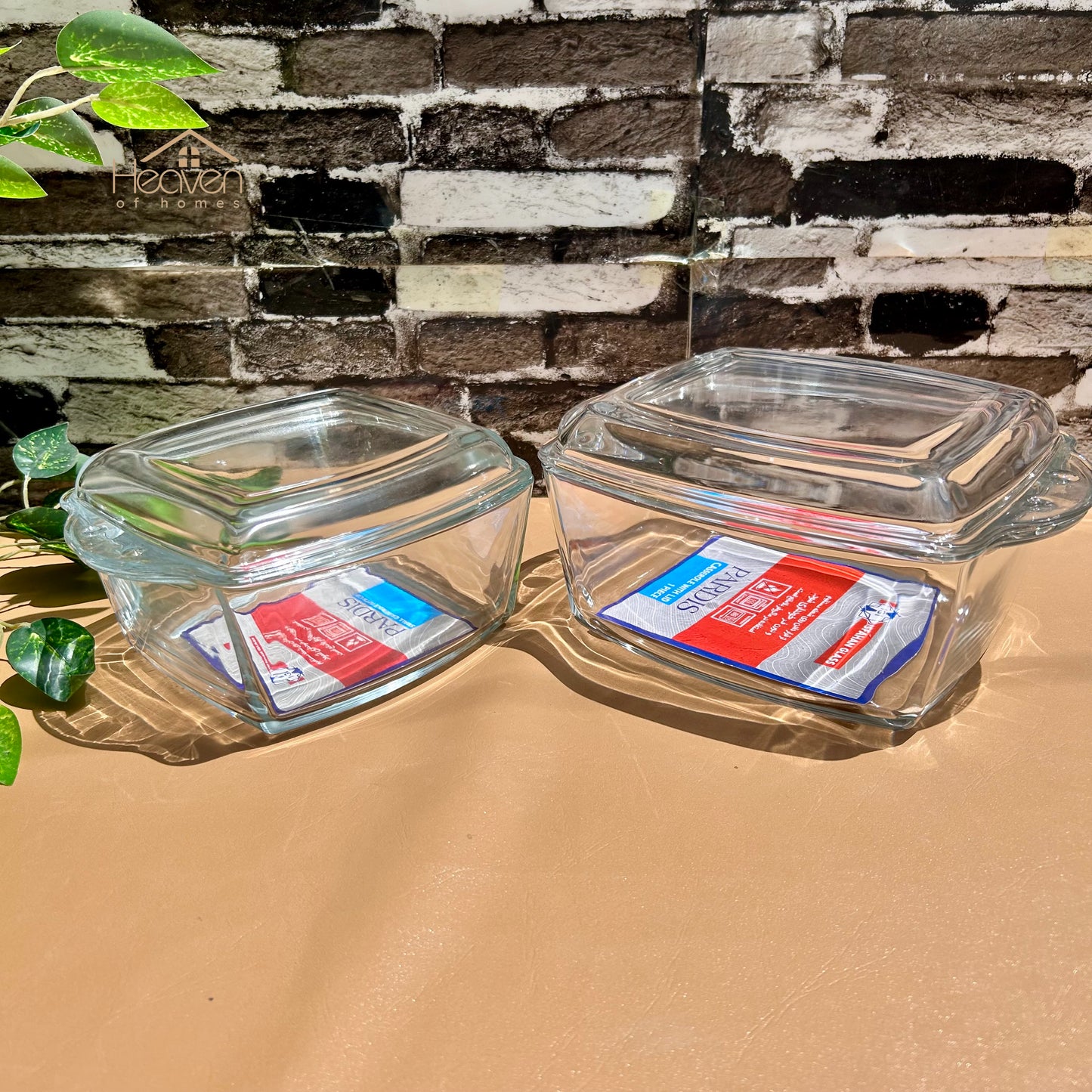 Heaven® Set of 2 Square Casserole with Glass Lid Baking Dish with Lid Glass Bowl 8 inches and 10 inches - Heaven of homes - Sale Pakistan