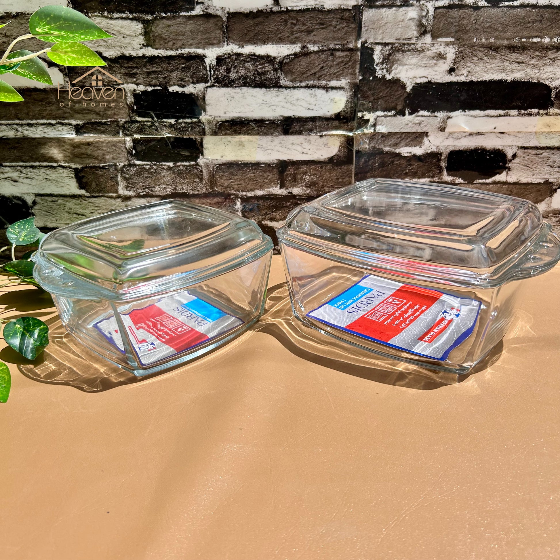 Heaven® Set of 2 Square Casserole with Glass Lid Baking Dish with Lid Glass Bowl 8 inches and 10 inches - Heaven of homes - Sale Pakistan