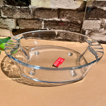 Heaven® Set of 3 Primex Glass Microwave Oven Dish Transparent Baking Dish Clear Glass Shatter Proof Dishes - Heaven of homes - Sale Pakistan