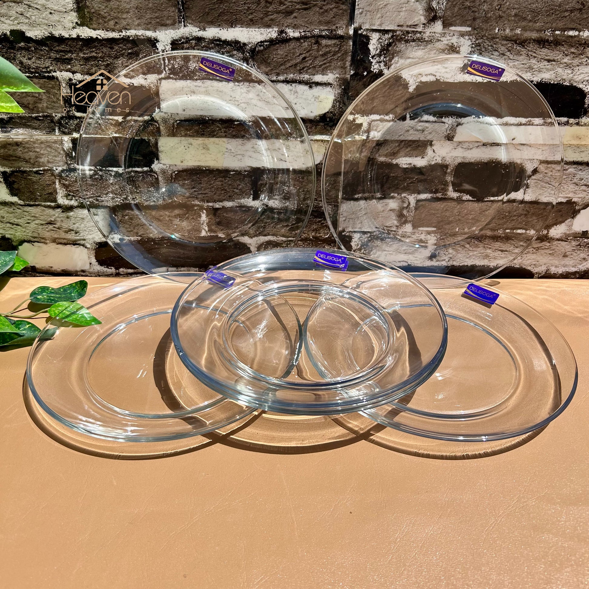 Delisoga® Set of 6 Flat Glass Rice Plates – 9 Inches, Microwave Safe, Durable & Elegant Dining Plates - Heaven of homes - Sale Pakistan