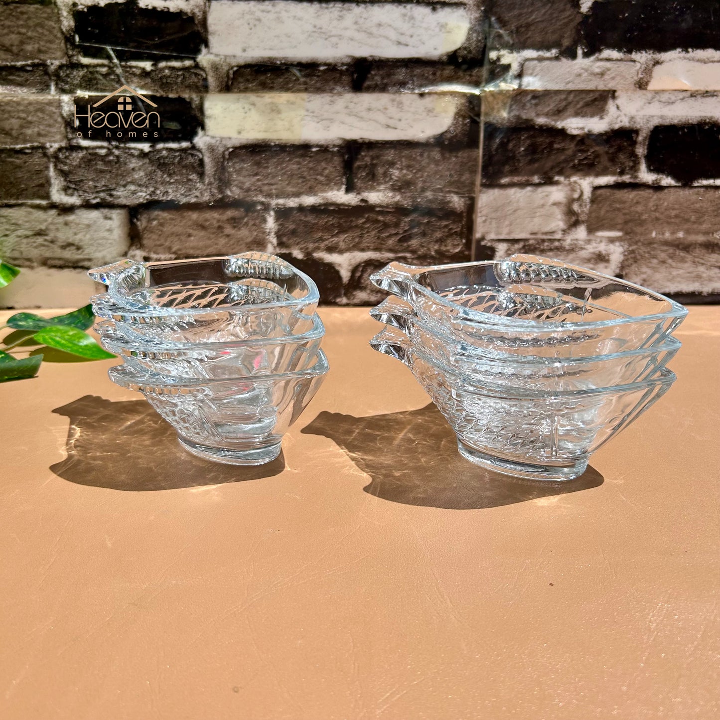 Heaven® Set of 6 Fish Shaped Fruit Bowls Transparent Glass 4.5 Inches Each Clear Glass Custard Bowls - Heaven of homes - Sale Pakistan