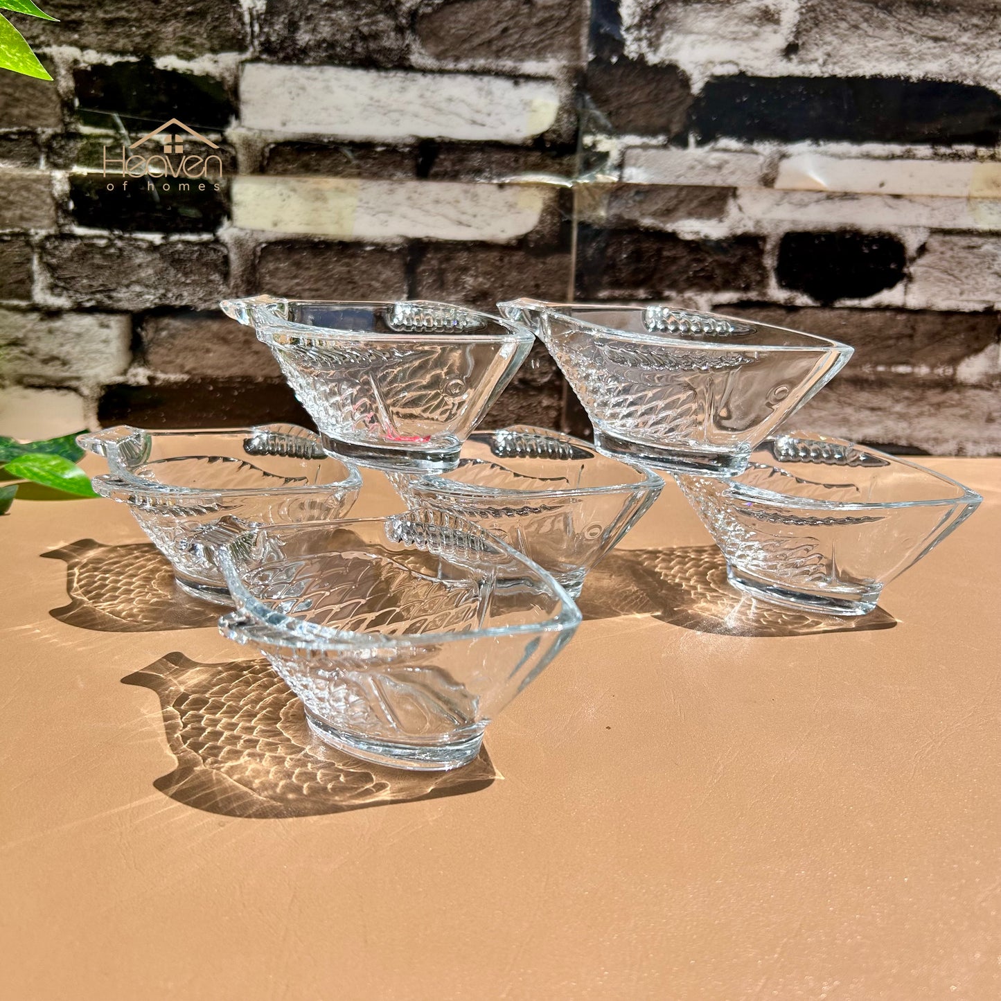 Heaven® Set of 6 Fish Shaped Fruit Bowls Transparent Glass 4.5 Inches Each Clear Glass Custard Bowls - Heaven of homes - Sale Pakistan