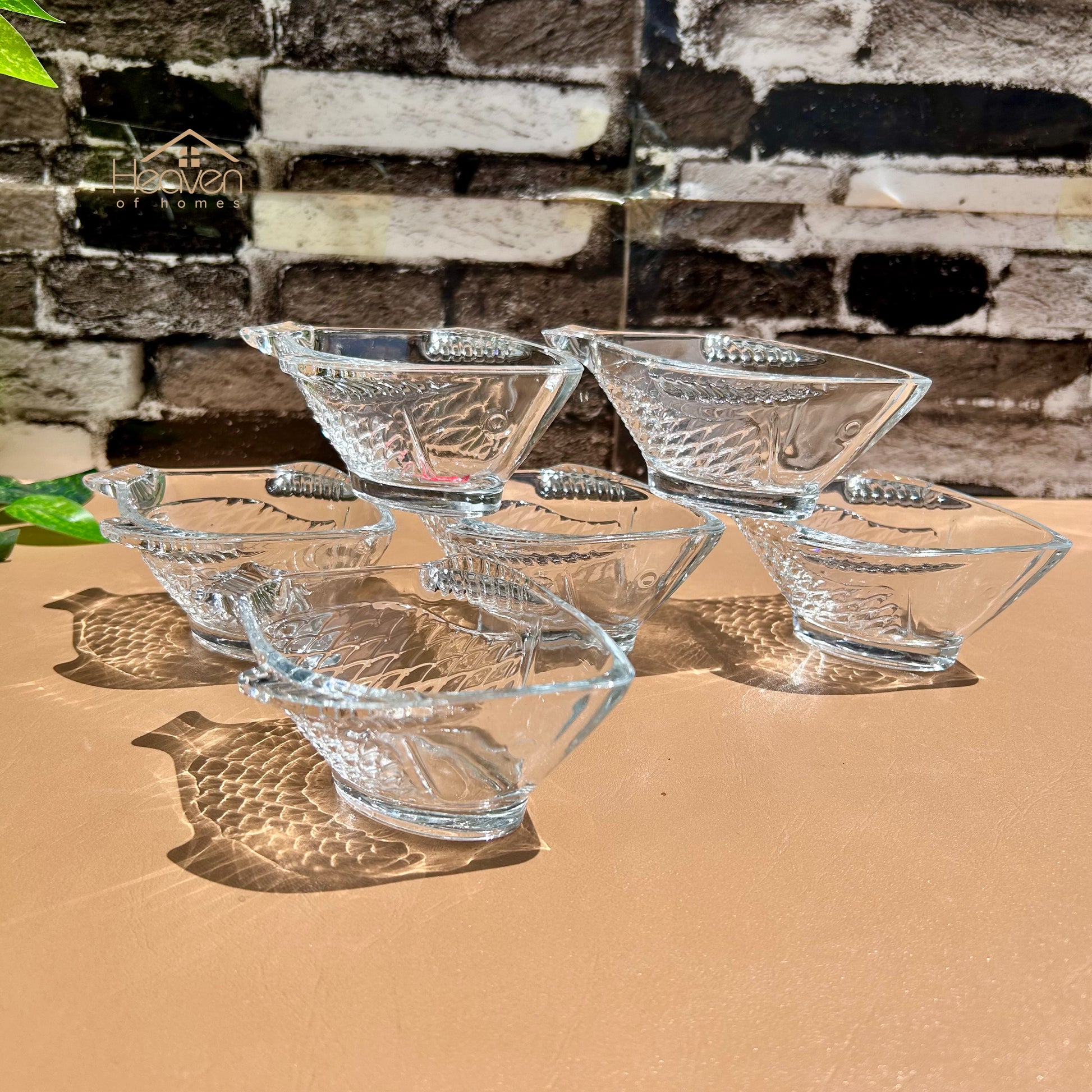 Heaven® Set of 6 Fish Shaped Fruit Bowls Transparent Glass 4.5 Inches Each Clear Glass Custard Bowls - Heaven of homes - Sale Pakistan