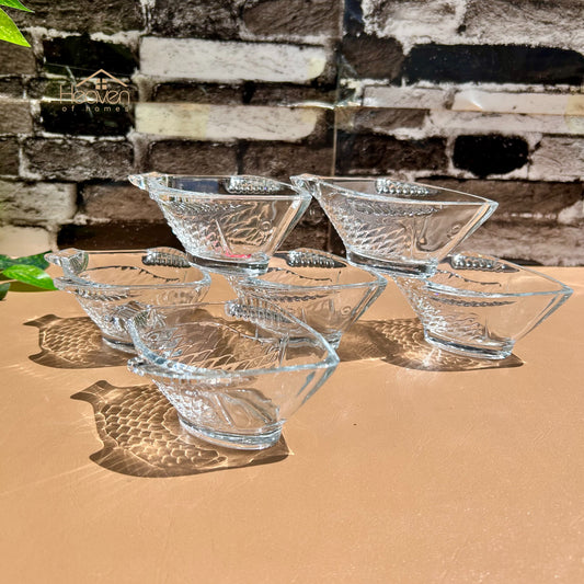 Heaven® Set of 6 Fish Shaped Fruit Bowls Transparent Glass 4.5 Inches Each Clear Glass Custard Bowls - Heaven of homes - Sale Pakistan