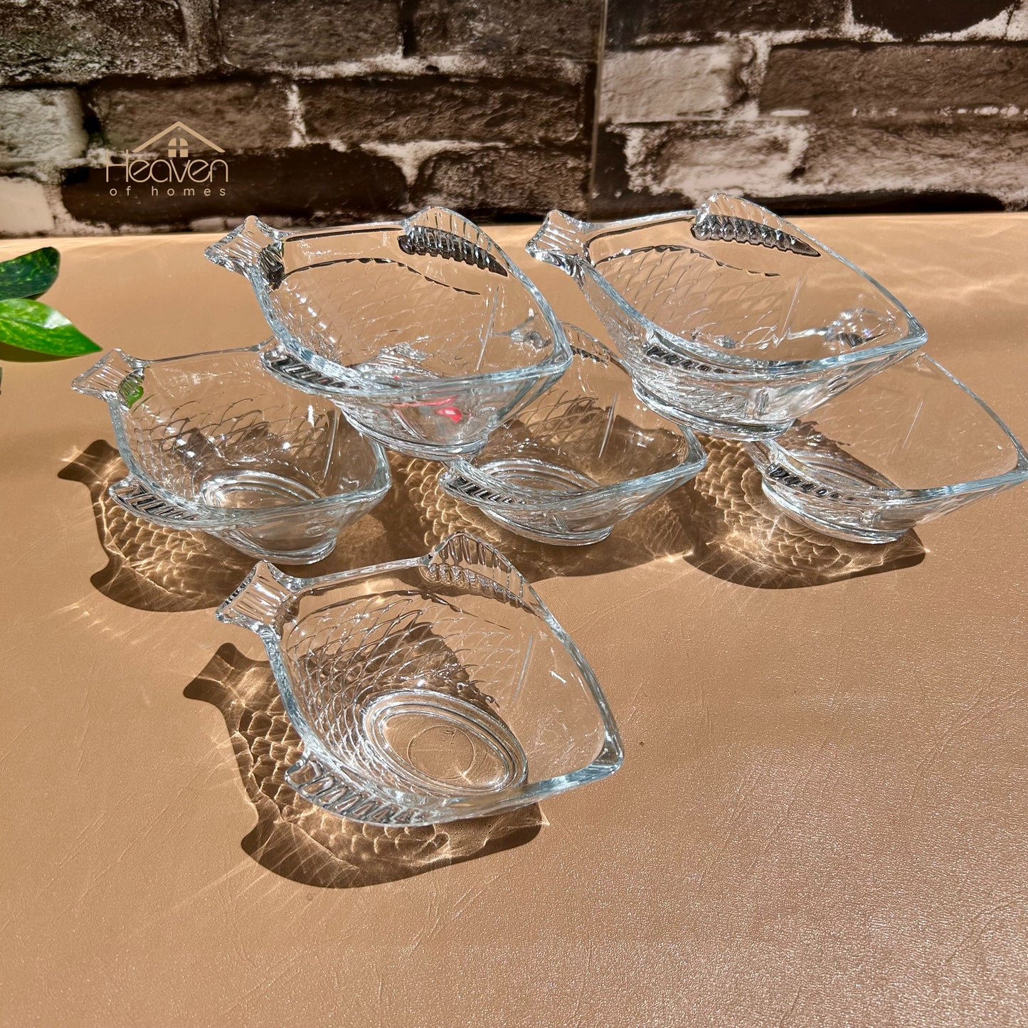 Heaven® Set of 6 Fish Shaped Fruit Bowls Transparent Glass 4.5 Inches Each Clear Glass Custard Bowls - Heaven of homes - Sale Pakistan