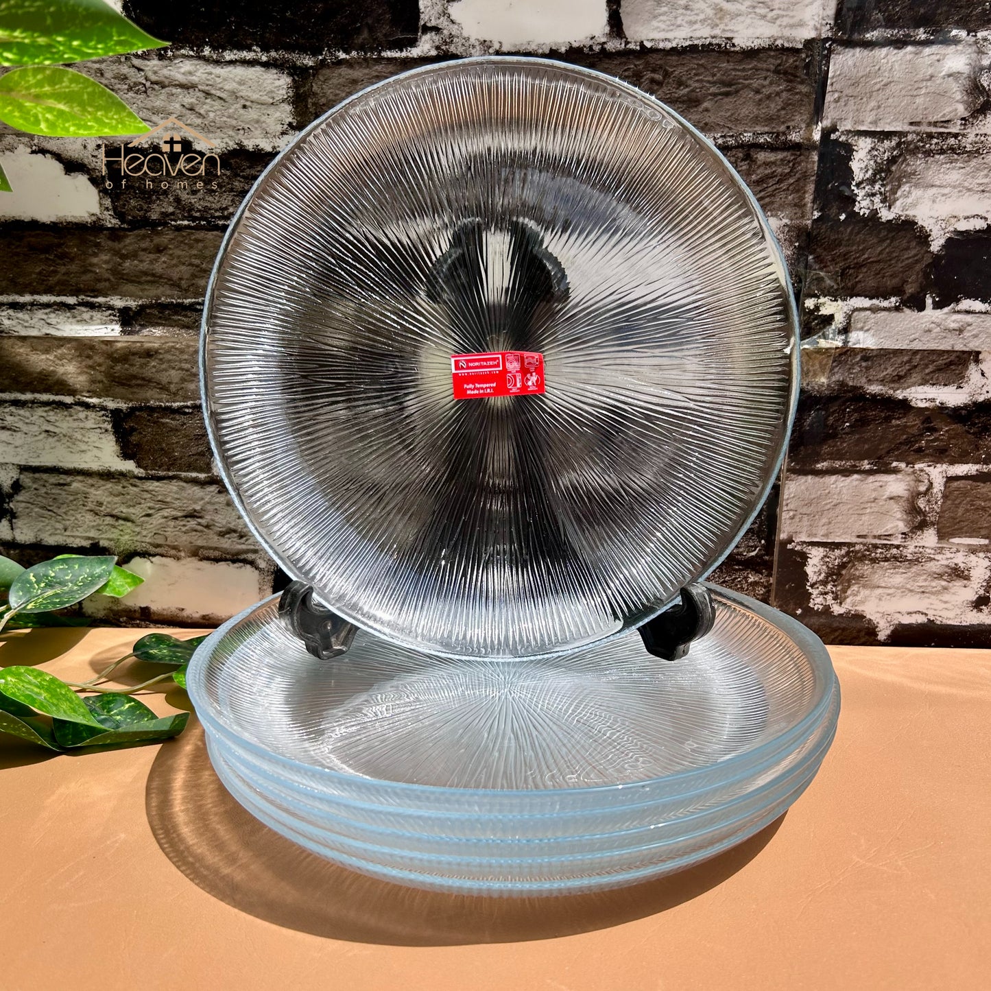 Heaven® Set of 6 Solo Rice and Full Plate Transparent Glass 6 Pieces 9.5 Inches Serving Plates - Heaven of homes - Sale Pakistan