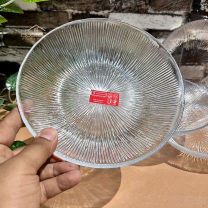 Heaven® Set of 6 Solo Curry Plates Plates For Soup Transparent Glass 6 Pieces 8 Inches Plates - Heaven of homes - Sale Pakistan