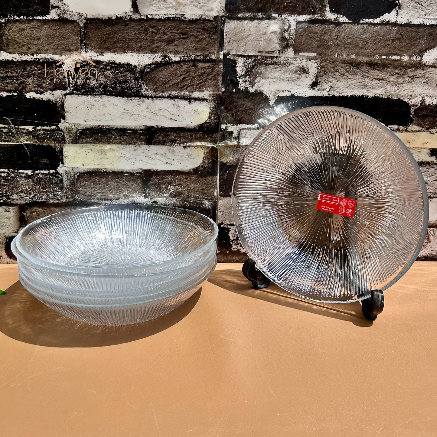 Heaven® Set of 6 Solo Curry Plates Plates For Soup Transparent Glass 6 Pieces 8 Inches Plates - Heaven of homes - Sale Pakistan