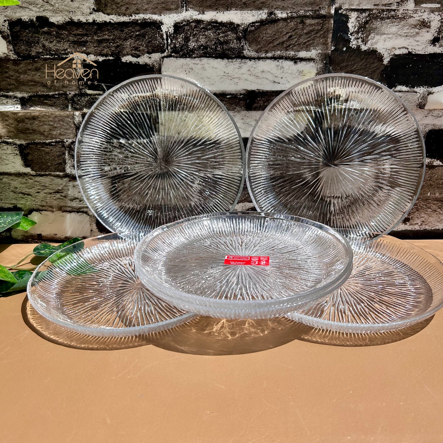 Heaven® Set of 6 Solo Quarter Plates Plates For Dessert Transparent Glass 6 Pieces 7 Inches Plates Microwave Safe - Heaven of homes - Sale Pakistan