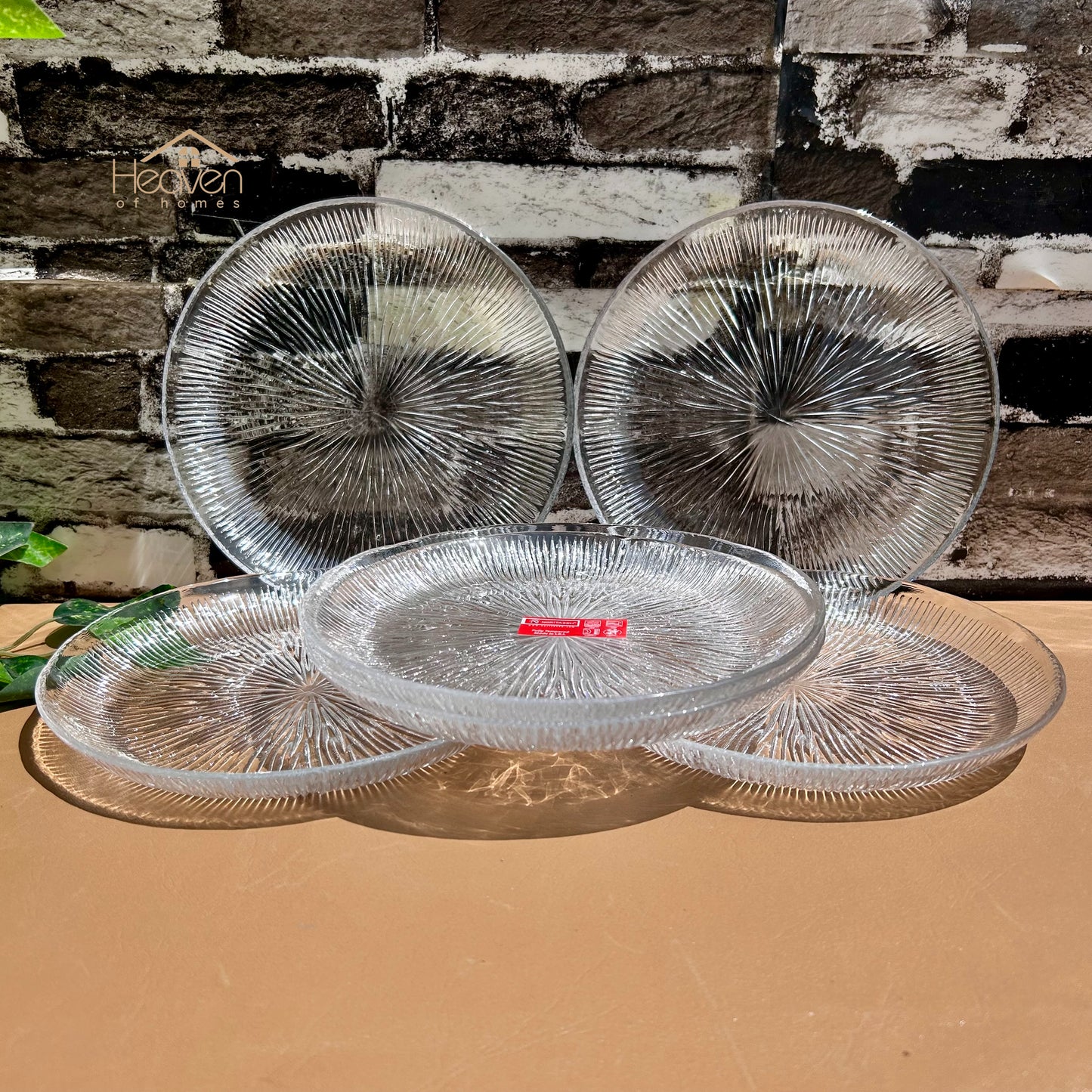 Heaven® Set of 6 Solo Quarter Plates Plates For Dessert Transparent Glass 6 Pieces 7 Inches Plates Microwave Safe - Heaven of homes - Sale Pakistan