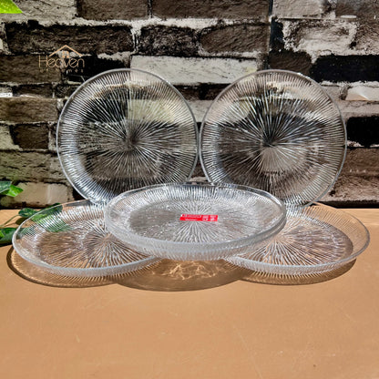 Heaven® Set of 6 Solo Quarter Plates Plates For Dessert Transparent Glass 6 Pieces 7 Inches Plates Microwave Safe - Heaven of homes - Sale Pakistan