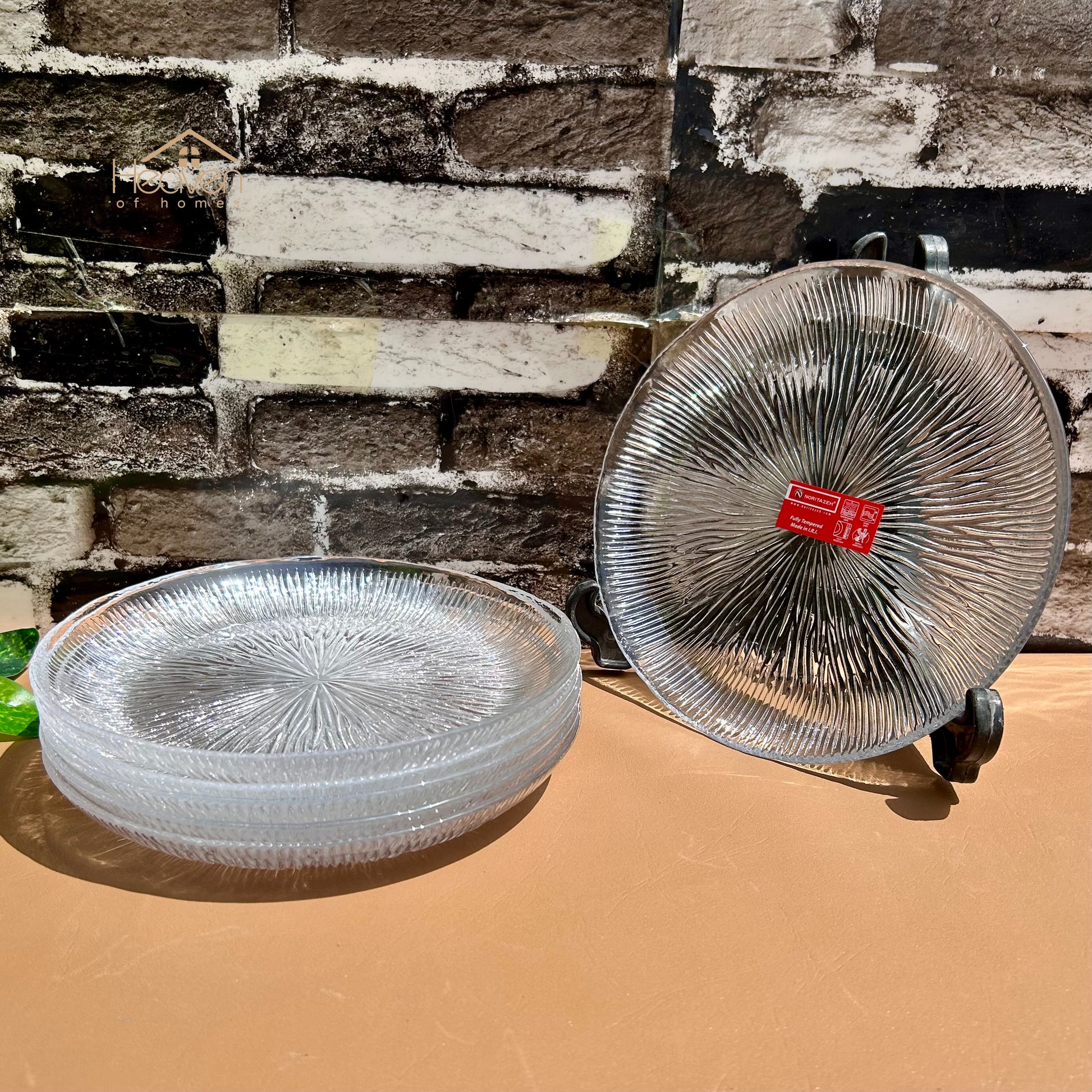 Heaven® Set of 6 Solo Quarter Plates Plates For Dessert Transparent Glass 6 Pieces 7 Inches Plates Microwave Safe - Heaven of homes - Sale Pakistan