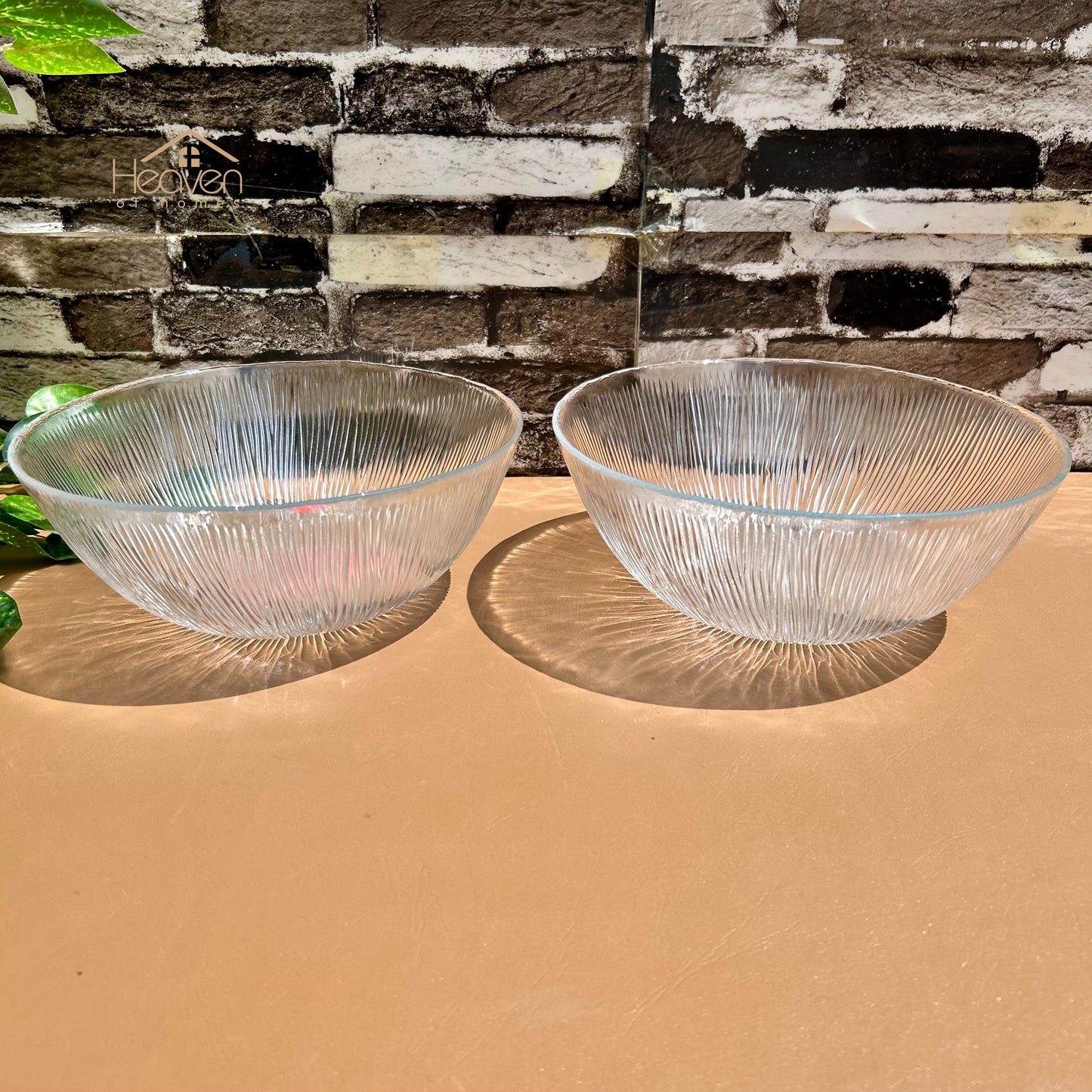 Heaven® Set of 2 Solo Glass Serving Bowl Transparent Glass 10 Inches Serving Bowls - Heaven of homes - Sale Pakistan