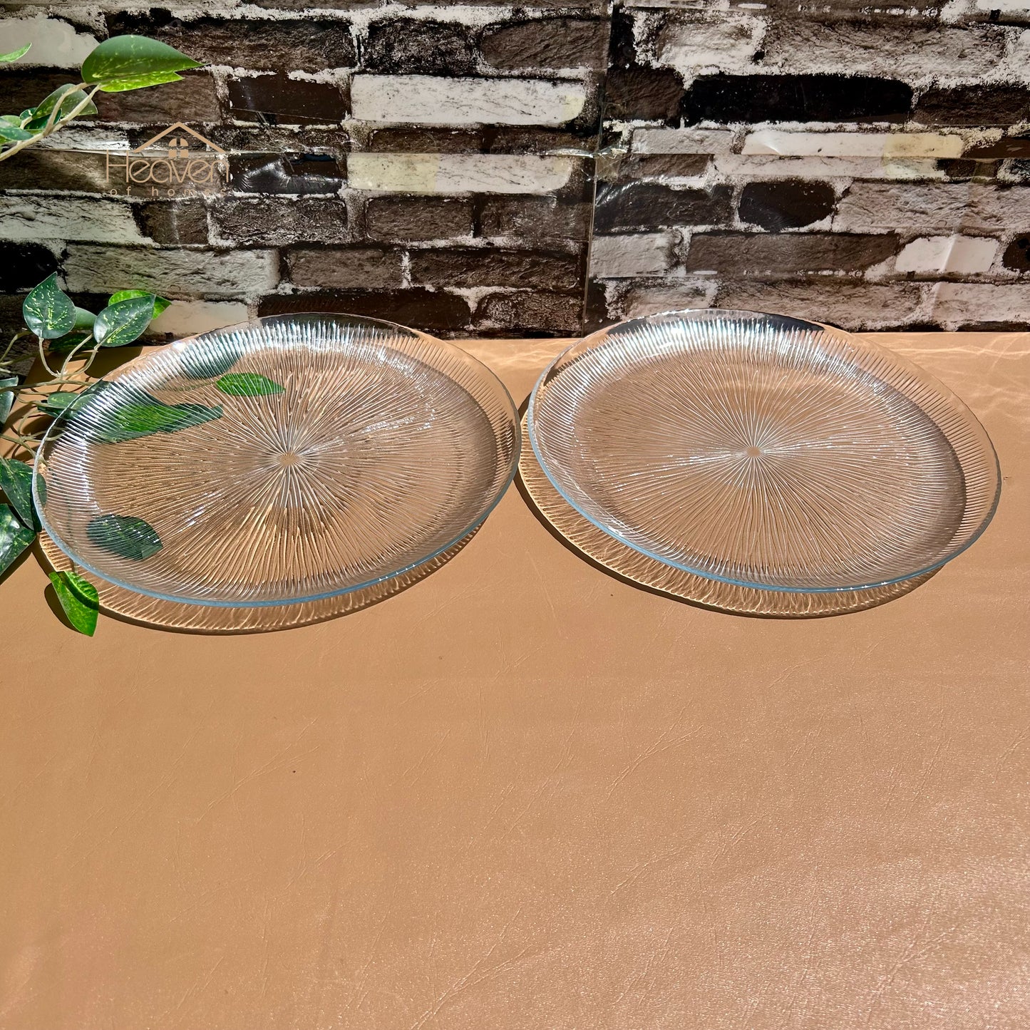 Heaven® Set of 2 Solo Rice Serving Dish Flat 13 Inches Mandi Platter Transparent Glass - Heaven of homes - Sale Pakistan