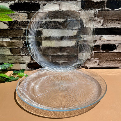 Heaven® Set of 2 Solo Rice Serving Dish Flat 13 Inches Mandi Platter Transparent Glass - Heaven of homes - Sale Pakistan