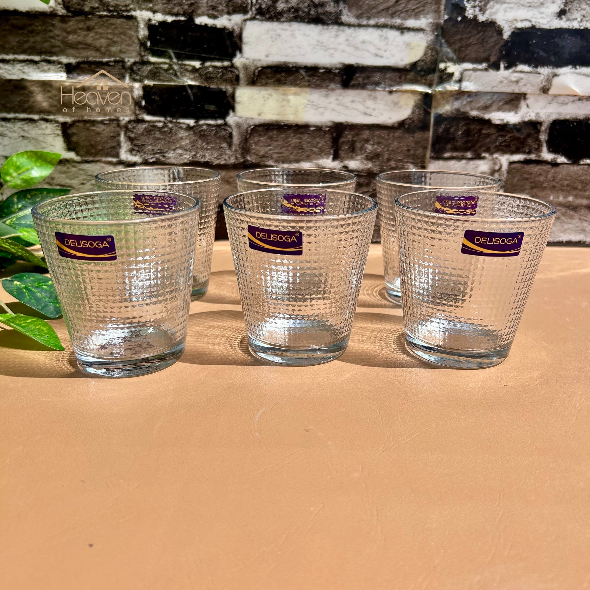Delisoga® Drinking Glasses Set - 6-Piece Everyday Collection | Elegant 240 ml Dotted - Heaven of homes - Sale Pakistan