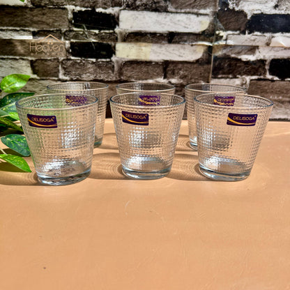 Delisoga® Drinking Glasses Set - 6-Piece Everyday Collection | Elegant 240 ml Dotted - Heaven of homes - Sale Pakistan