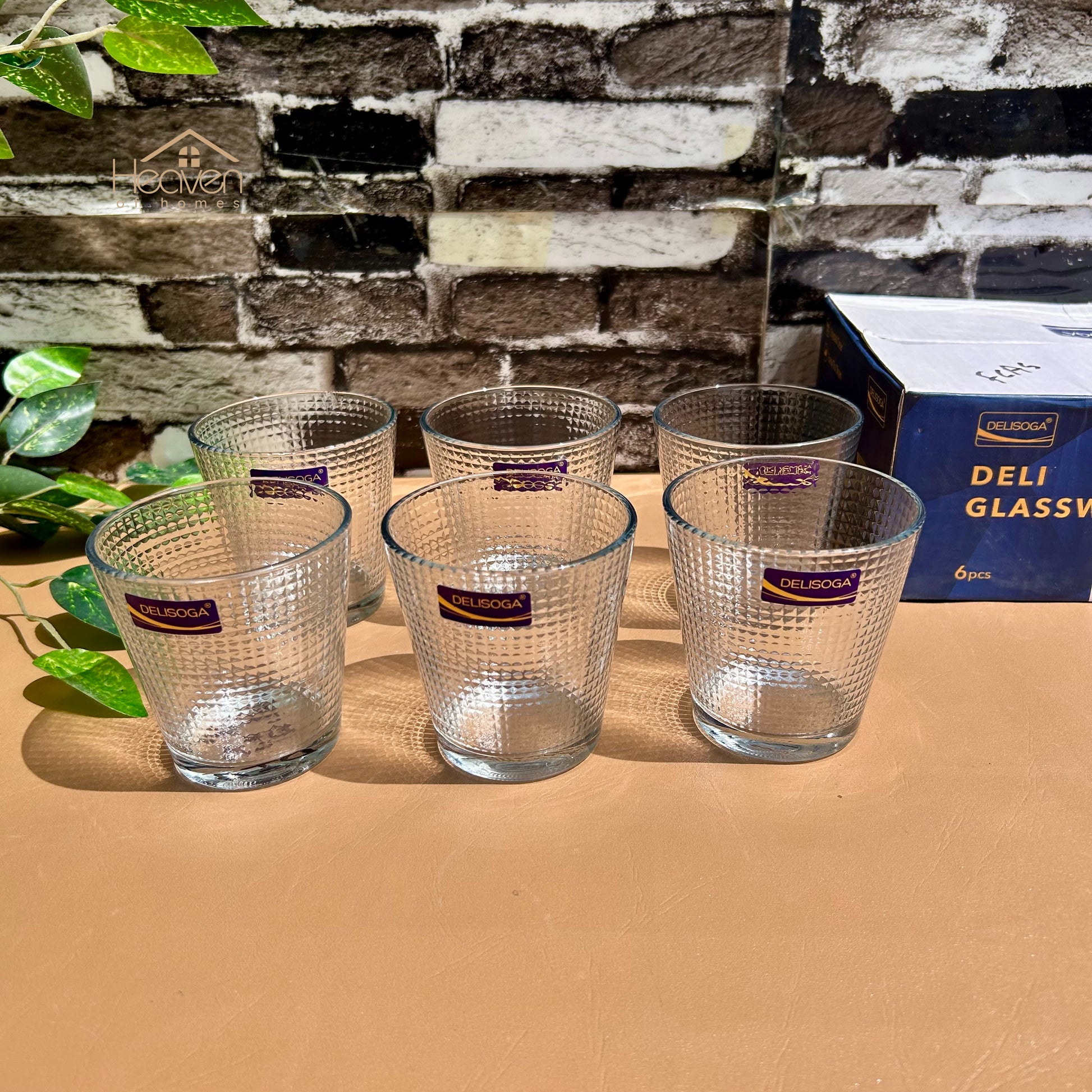 Delisoga® Drinking Glasses Set - 6-Piece Everyday Collection | Elegant 240 ml Dotted - Heaven of homes - Sale Pakistan