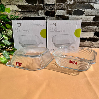Deli Set of 2 Glass Dishes – 1.32L Each | Durable Microwave-Safe Bakeware P131-8