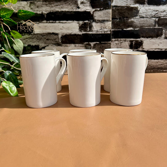 Heaven® Set of 6 Bone China Mugs with Gold Rim – Premium Elegant Tea & Coffee Mug Set #7 GGK