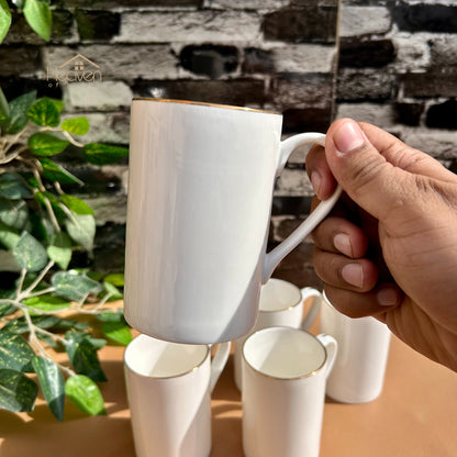 Heaven® Set of 6 Bone China Mugs with Gold Rim – Premium Elegant Tea & Coffee Mug Set #7 GGK
