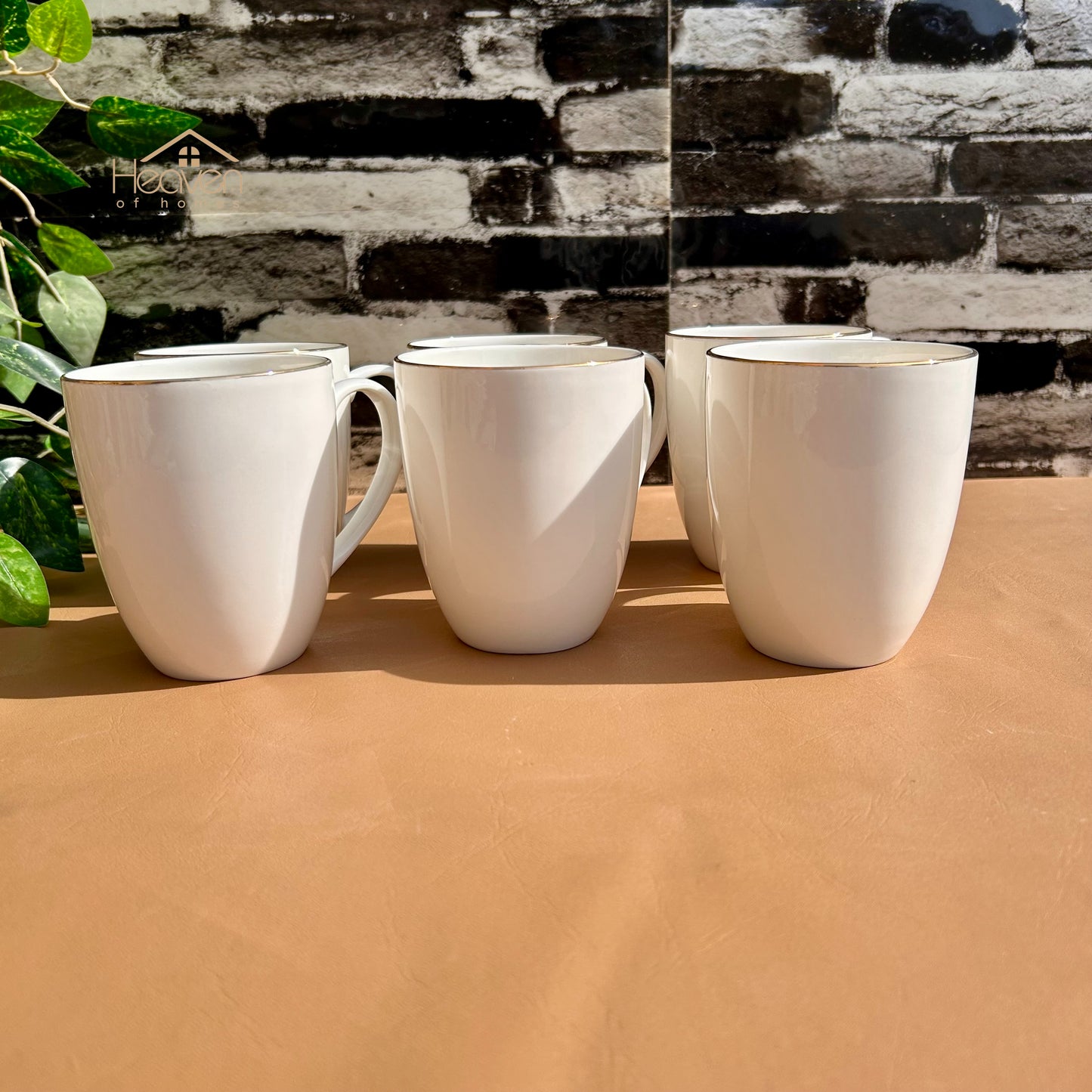 Heaven® 6-Piece 300ml Bone China Tea & Coffee Mugs – Minimal & Elegant #4 GGK