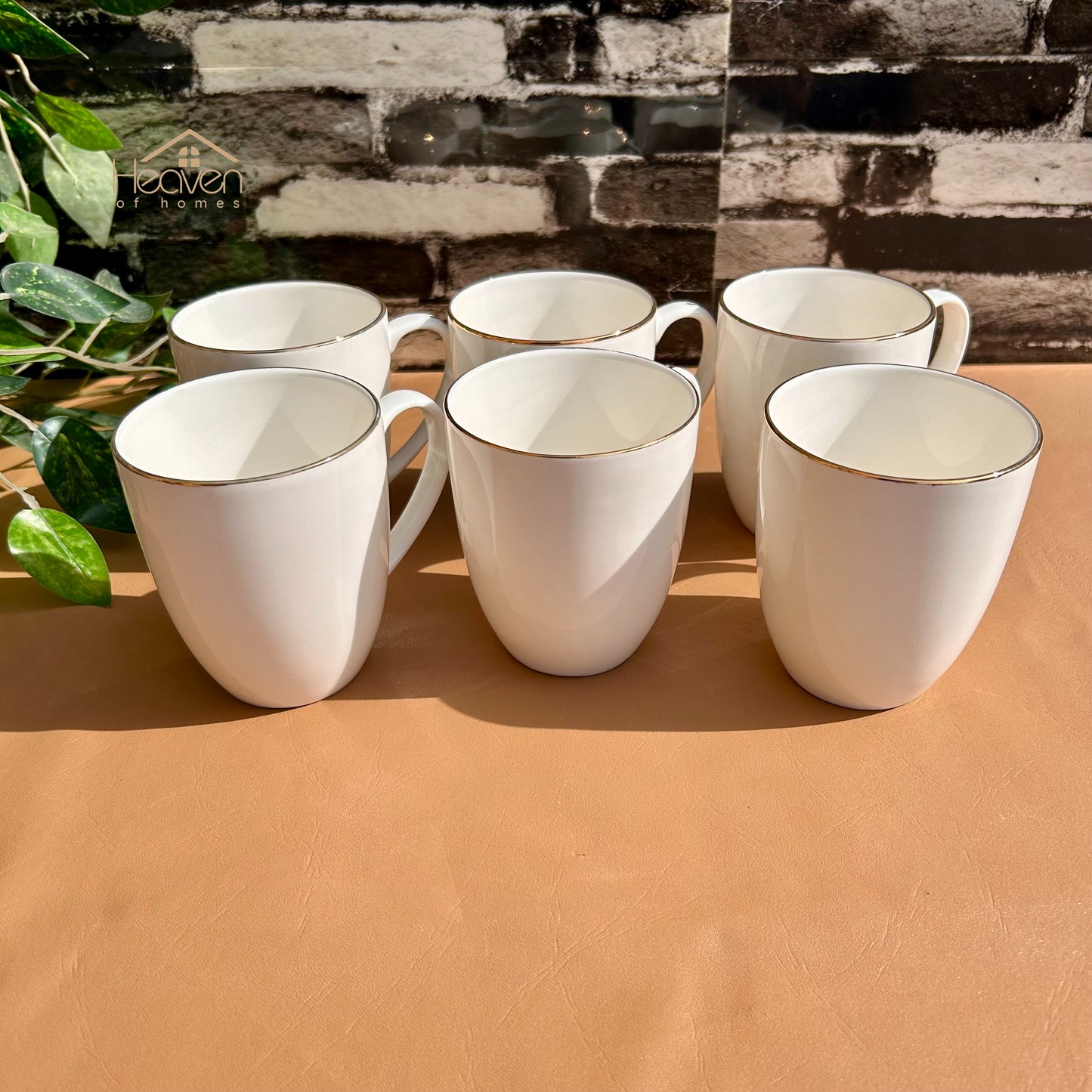 Heaven® 6-Piece 300ml Bone China Tea & Coffee Mugs – Minimal & Elegant #4 GGK