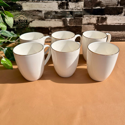Heaven® 6-Piece 300ml Bone China Tea & Coffee Mugs – Minimal & Elegant #4 GGK