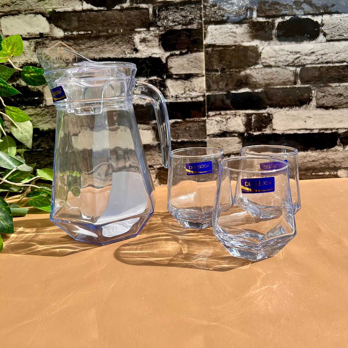 Delisoga® Premium 7-Piece Ocean Blue Glass Water & Drink Serving Set 6 Glasses & 1 Jug