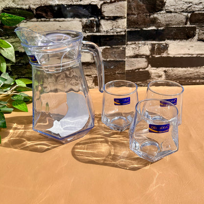 Delisoga® Premium 7-Piece Ocean Blue Glass Water & Drink Serving Set 6 Glasses & 1 Jug