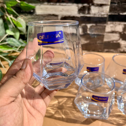 Delisoga® Set of 6 Ocean Blue Drinking Glasses – Transparent Clear Glassware for Everyday Use