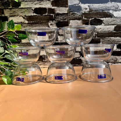 Set of 6 Soup Bowls Clear Glass Microve Safe Bowls 5 Inches Plain
