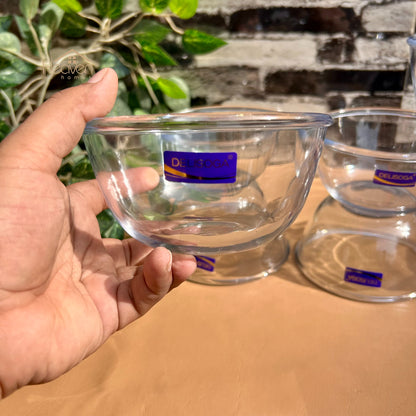 Set of 6 Soup Bowls Clear Glass Microve Safe Bowls 5 Inches Plain