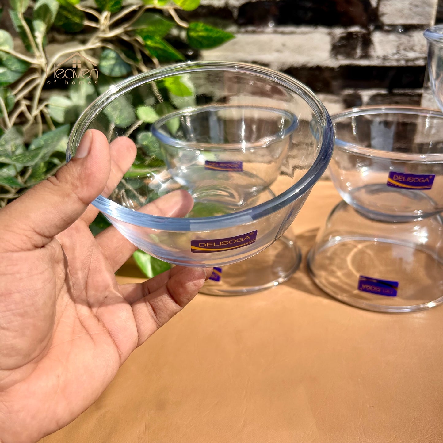 Set of 6 Soup Bowls Clear Glass Microve Safe Bowls 5 Inches Plain