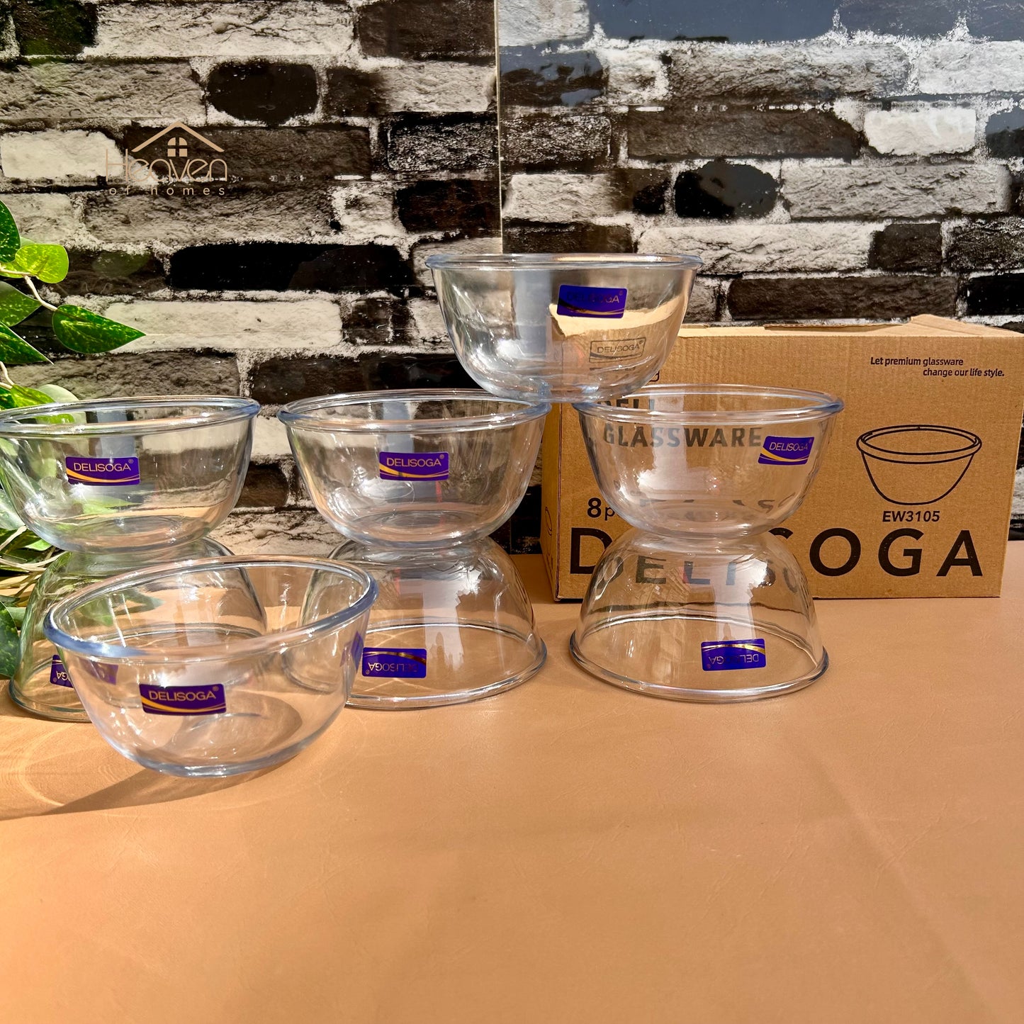 Set of 6 Soup Bowls Clear Glass Microve Safe Bowls 5 Inches Plain