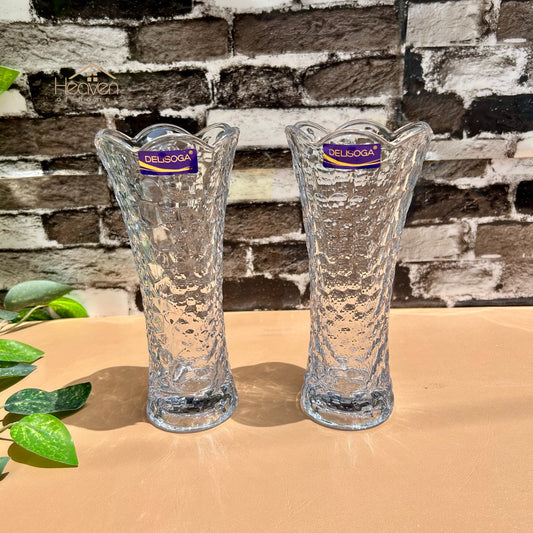 Delisoga® Set of 2 Glass Vases – Elegant Home Decor for Flowers & Arrangements - Heaven of homes - Sale Pakistan