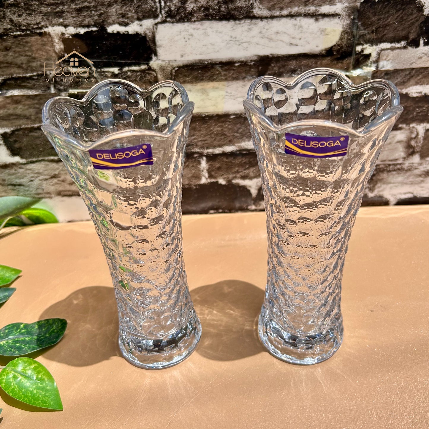 Delisoga® Set of 2 Glass Vases – Elegant Home Decor for Flowers & Arrangements - Heaven of homes - Sale Pakistan
