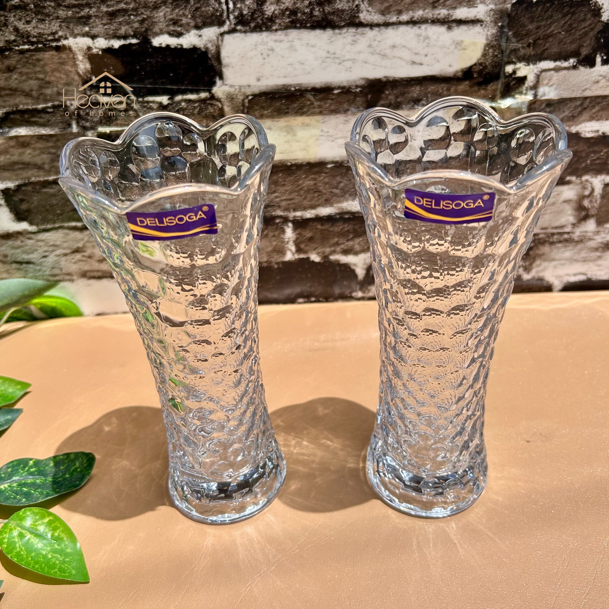 Delisoga® Set of 2 Glass Vases – Elegant Home Decor for Flowers & Arrangements - Heaven of homes - Sale Pakistan
